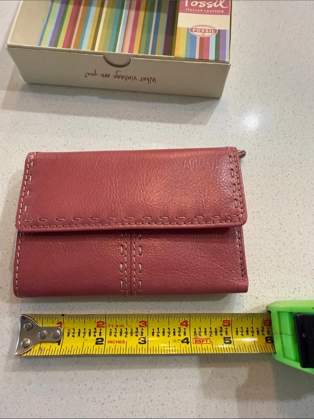 Fossil Women's Rose Pink Leather Trifold Wallet NIB